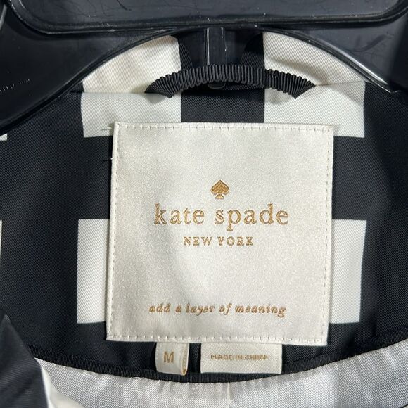 Kate Spade Black & White Franny Rain Coat Women's Size Medium Checkered Jacket - Picture 7 of 10